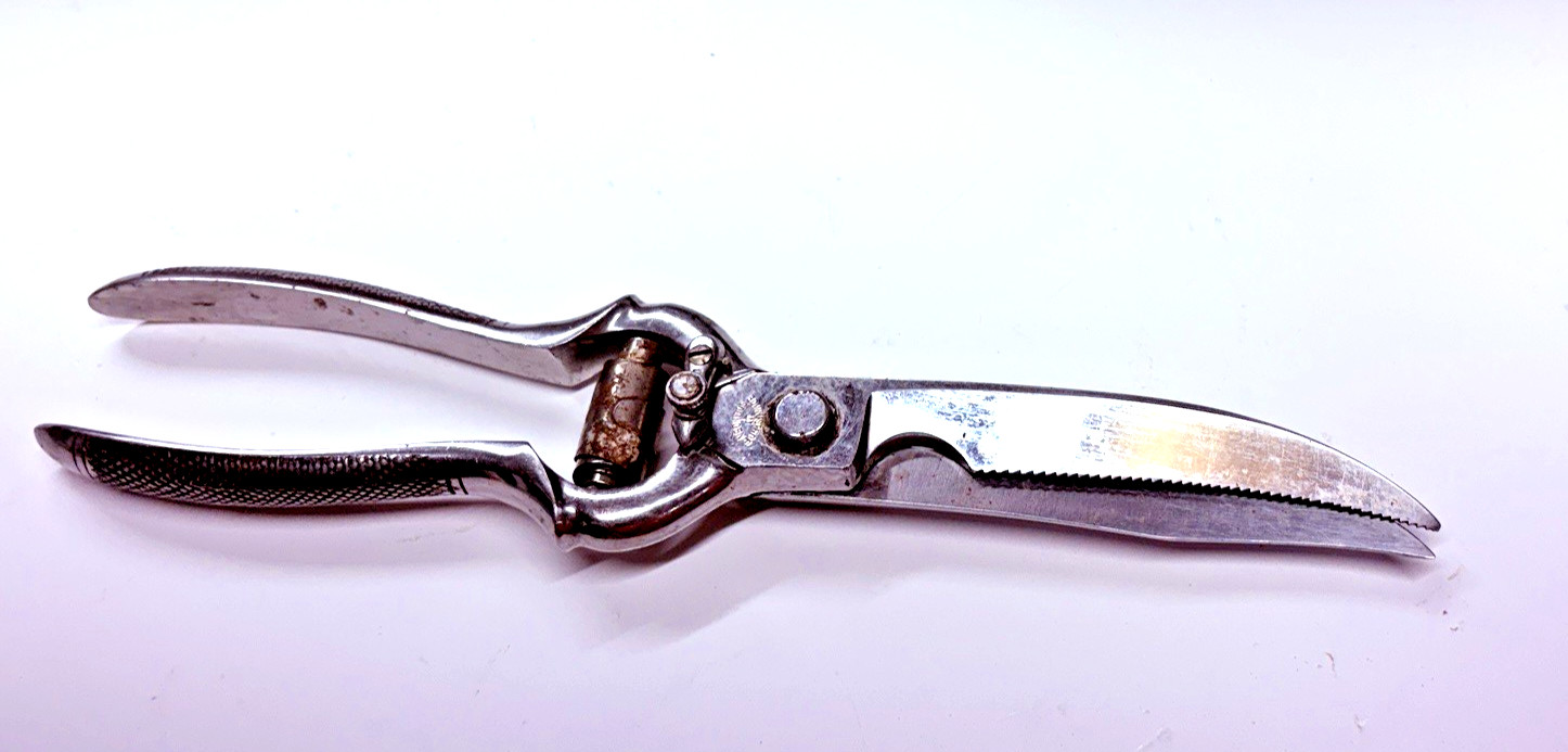 VTG Poultry Shears Stainless Maker Recosa Solingen 9.5"L Sharp-Well Used-Locking