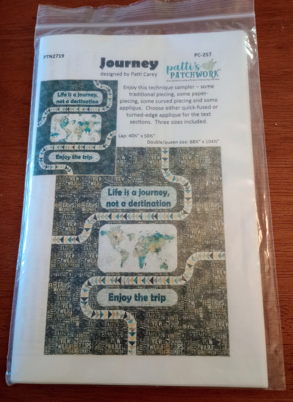 Journey Quilting Pattern by Patti Carey Patti's Patchwork Uncut Travel Map Trip