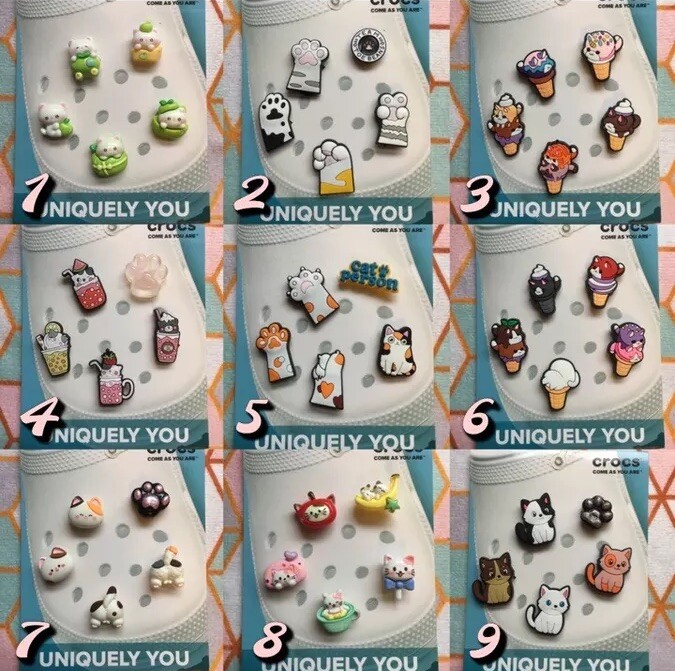 Crocs Handmade jibbitz 5pc kitty cat lady toe beans boba desert shoe charms 11