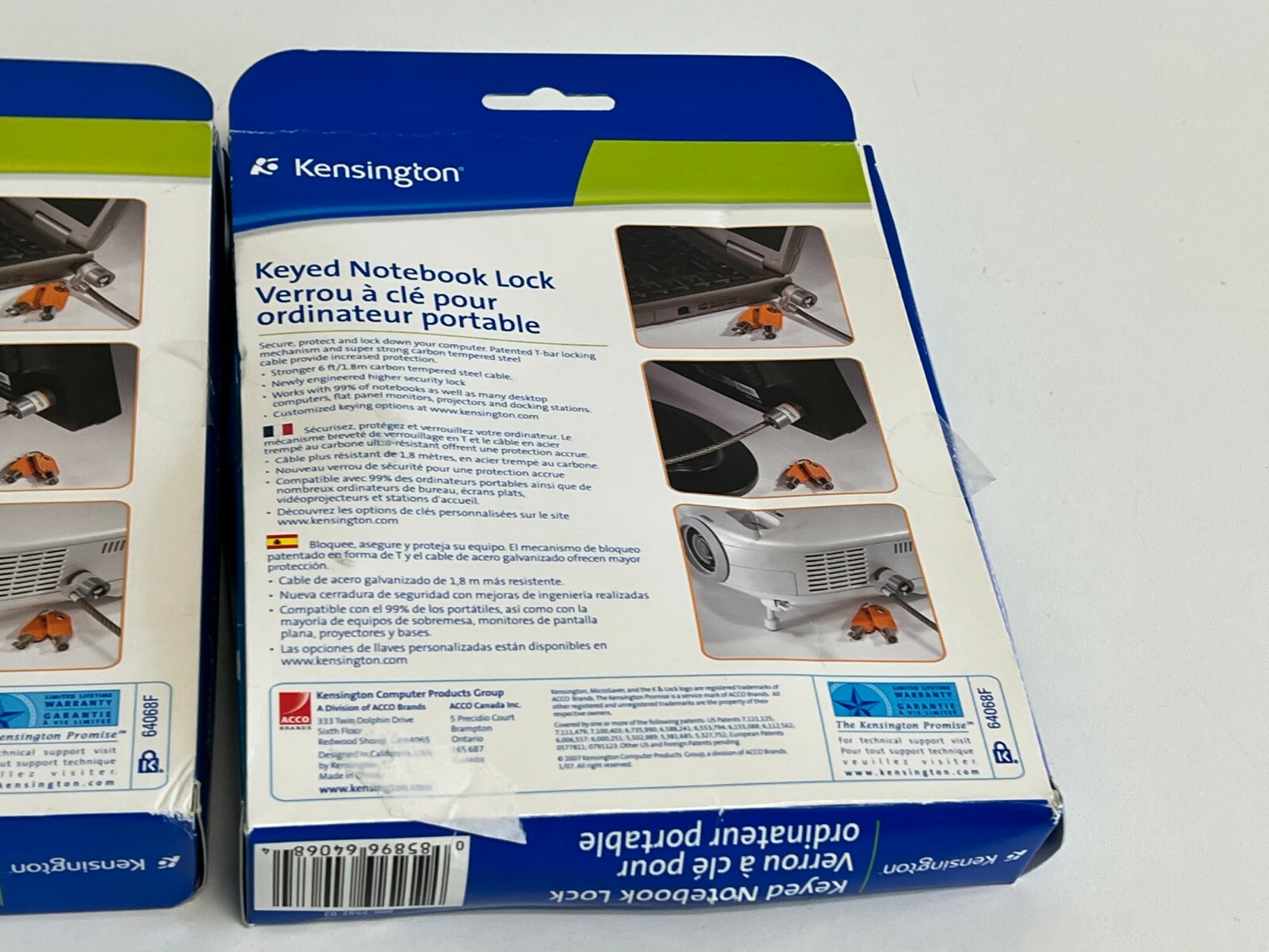 PP12: 2x Kensington MicroSaver Notebook Security Cable W Key Lock #906-2592-02