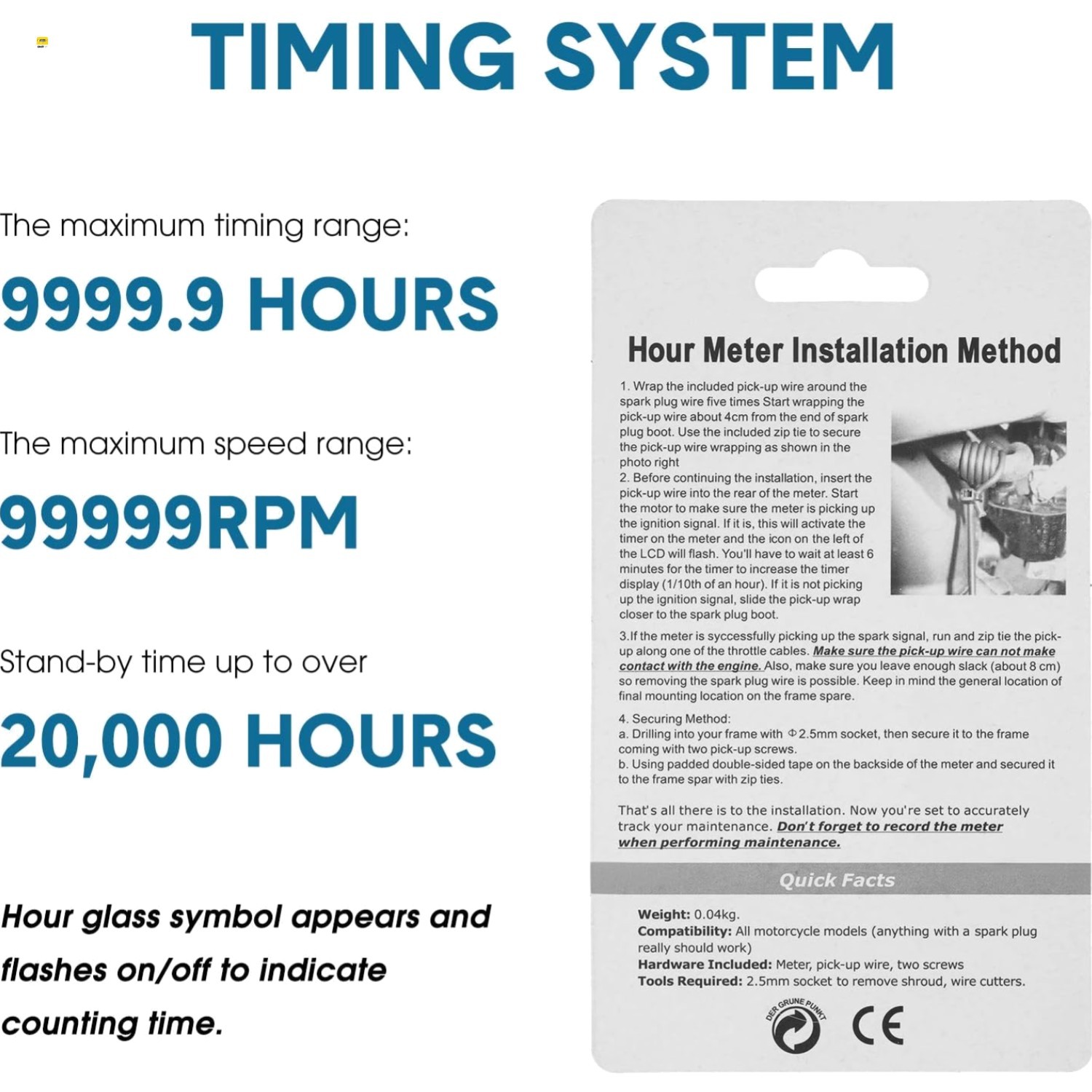 Small Engine Hour Meter Inductive Digital Automatically Shutdown for Gas Engi...