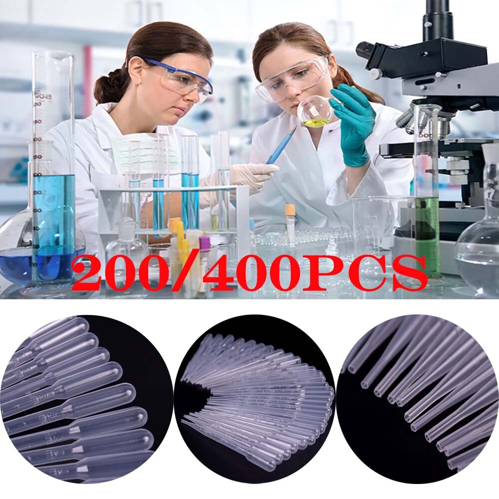 200/400Pcs 1/2/3/5ml Disposable Eye Dropper Transfer Lab Graduated Pipettes USA
