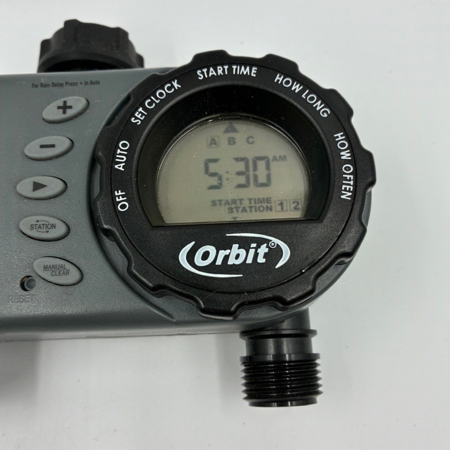 Orbit 24713 Digital 2-Outlet Hose Faucet Timer Gray Black Programmable Watering