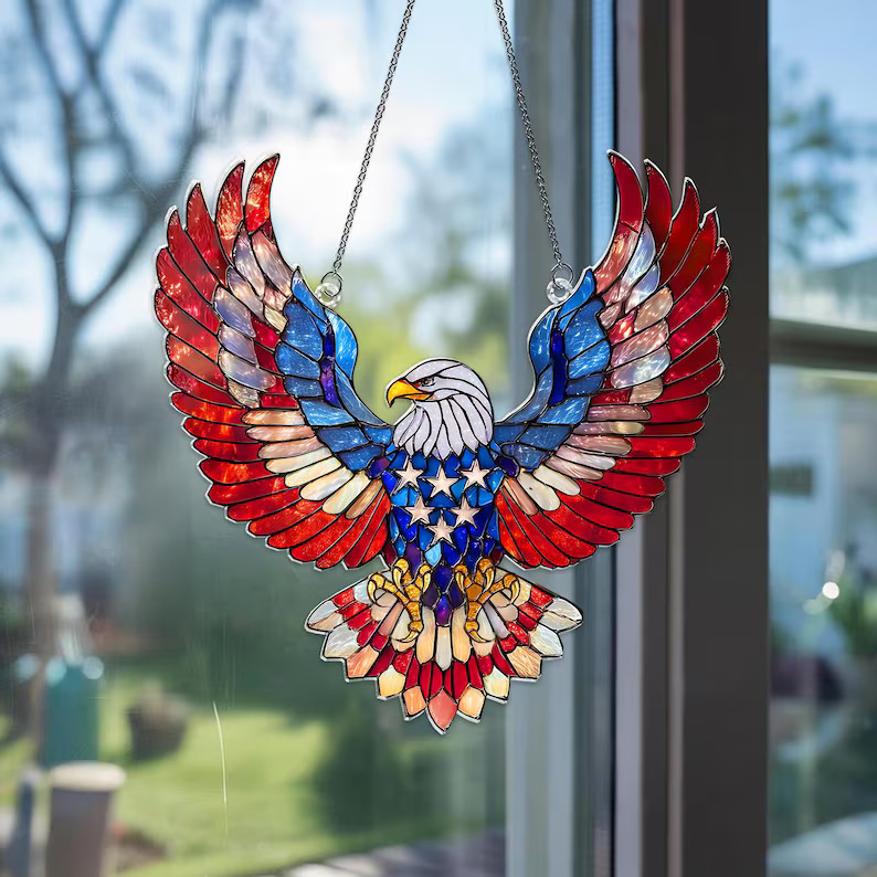 American Eagle Patriotic Suncatcher Acrylic Window Decor