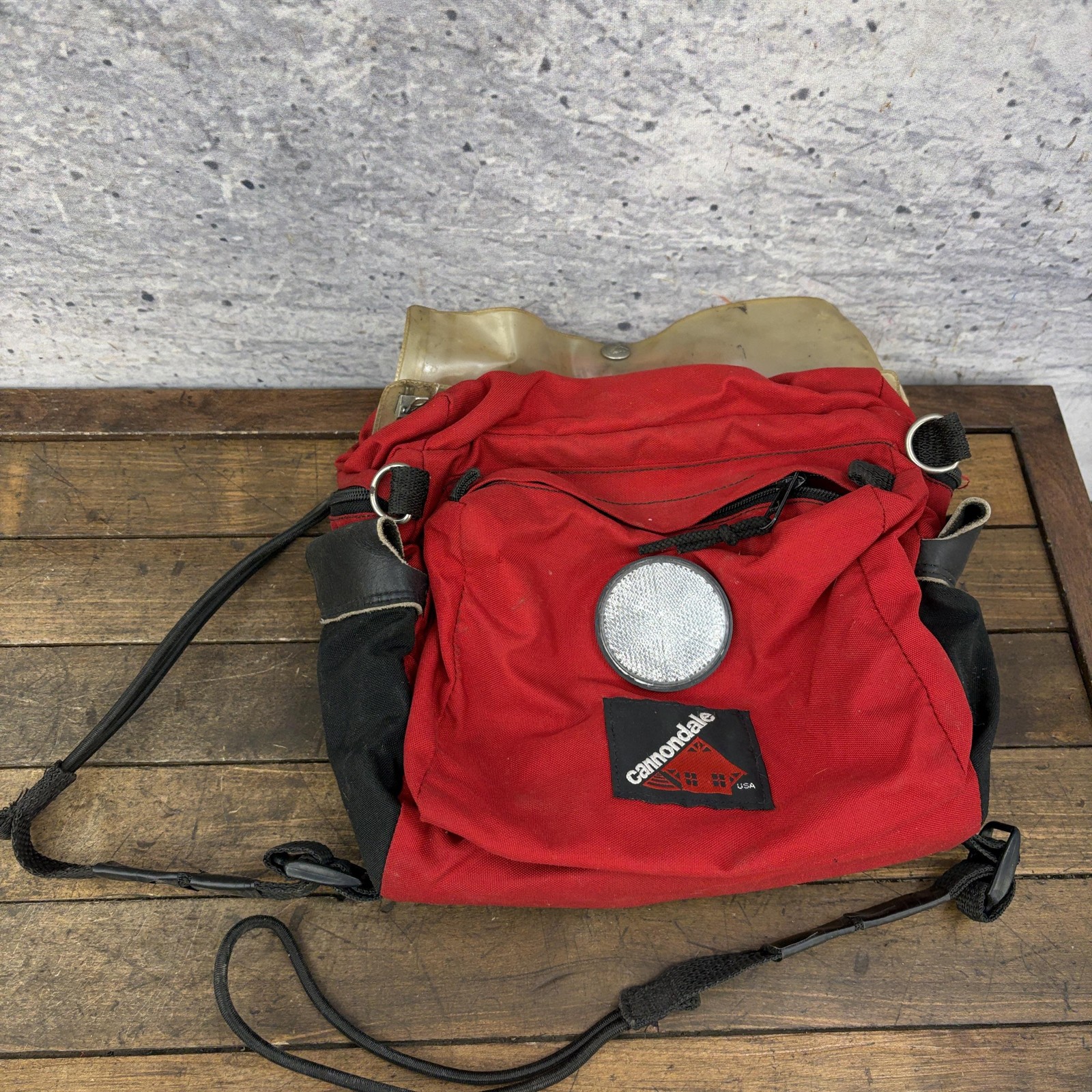 Vintage Cannondale Handlebar Bag Medium Red Reflector USA 80s Tour No Mount