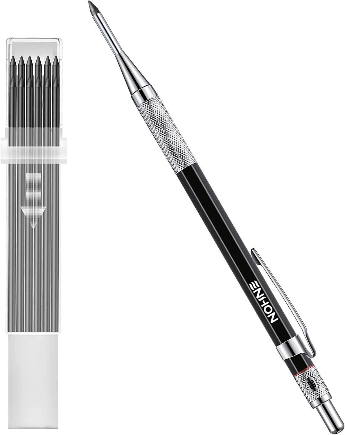 Mechanical Carpenter Pencil with 12 Refills Woodworking Construction Pencil New