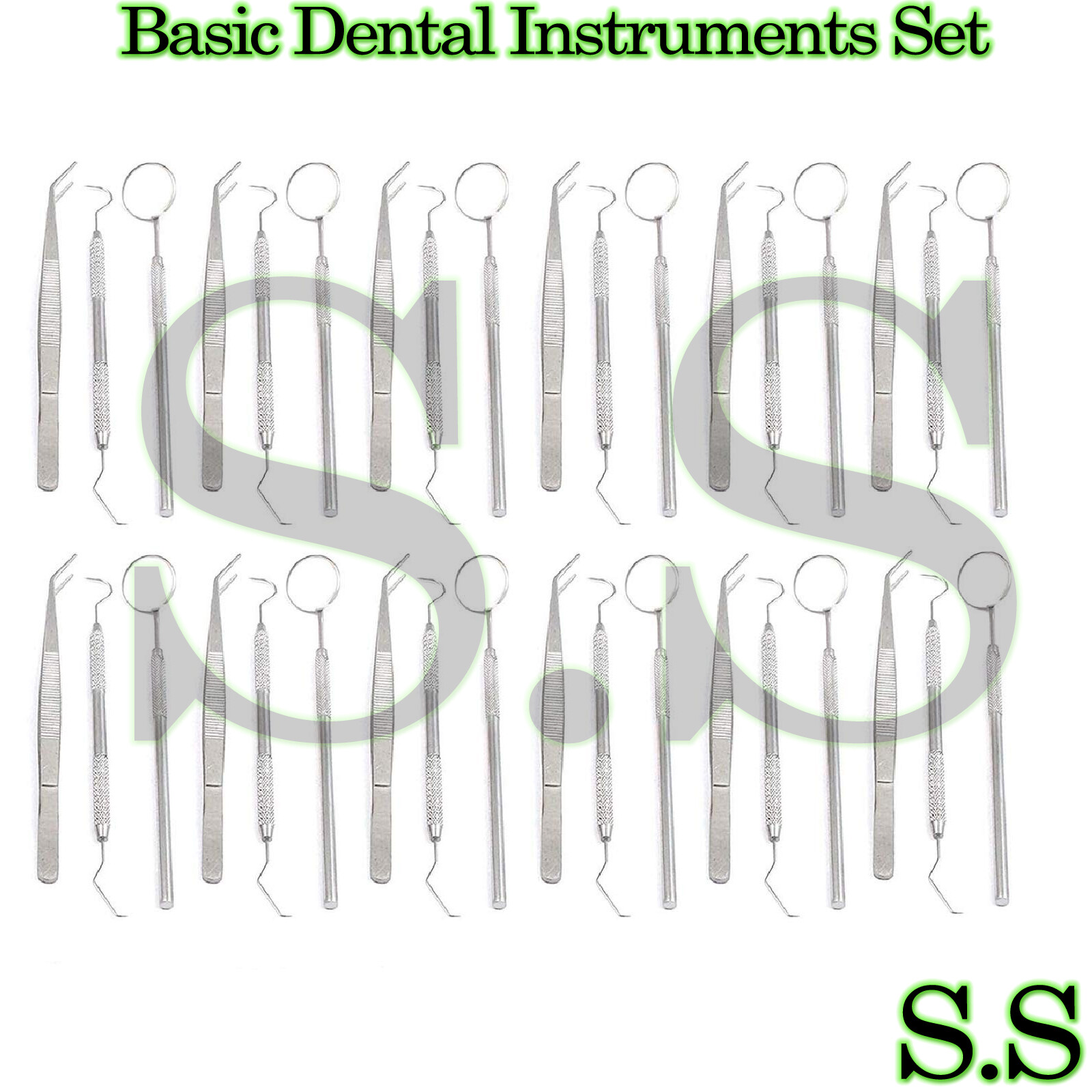 90 Basic Dental Instruments Set College Tweezer Explorer Mirror plier Economy