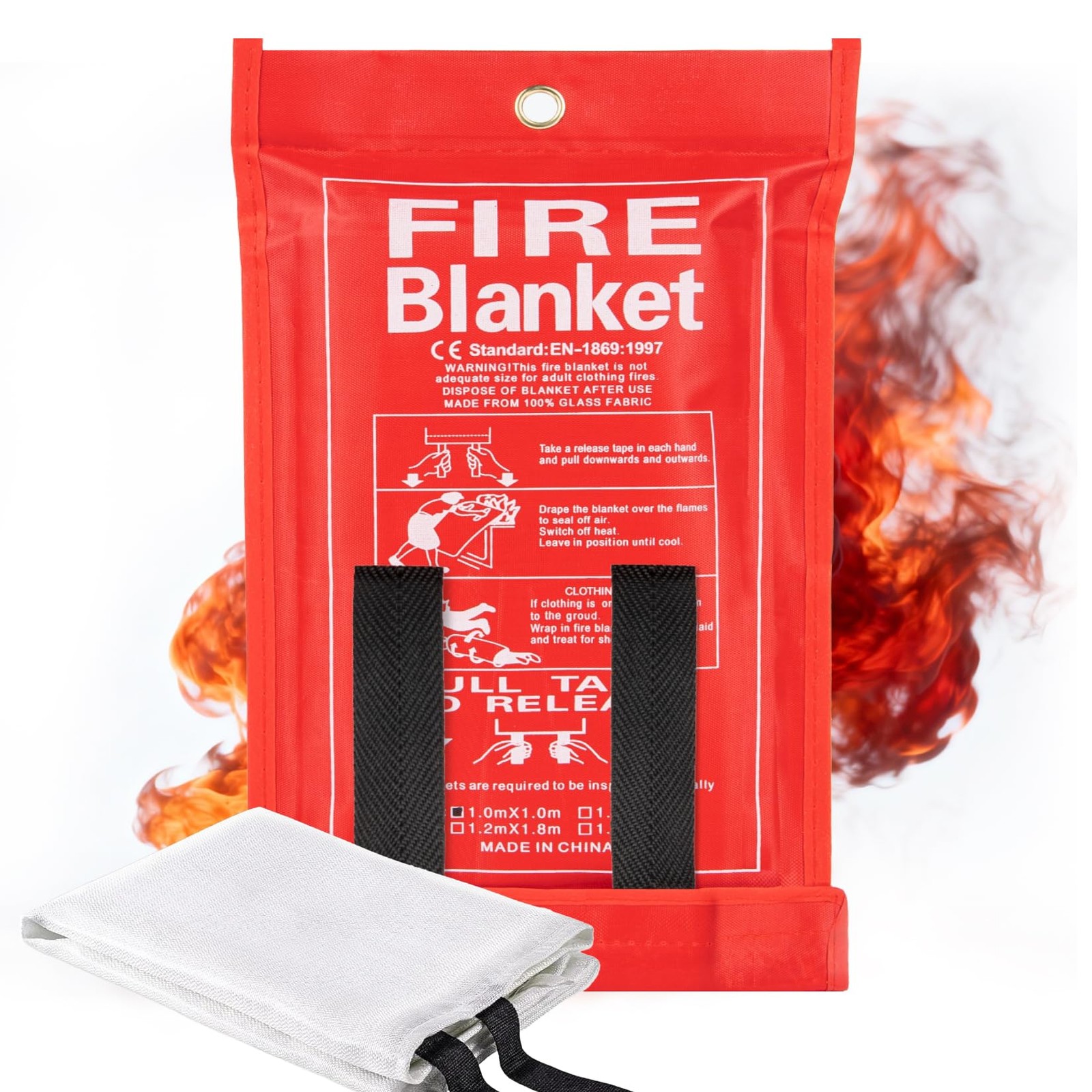 40x40 Inch Emergency Fire Blanket Fiberglass Fire Suppression Cover for Camping