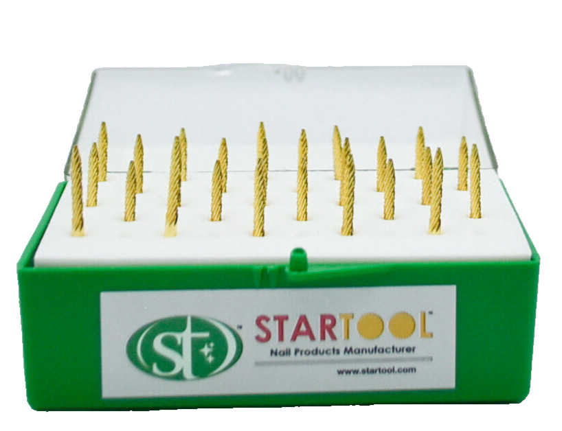 Startool Nail Drill Bit  3/32" Cone (Small) Gold Under Nail Cleaner *25 Pcs NIB*