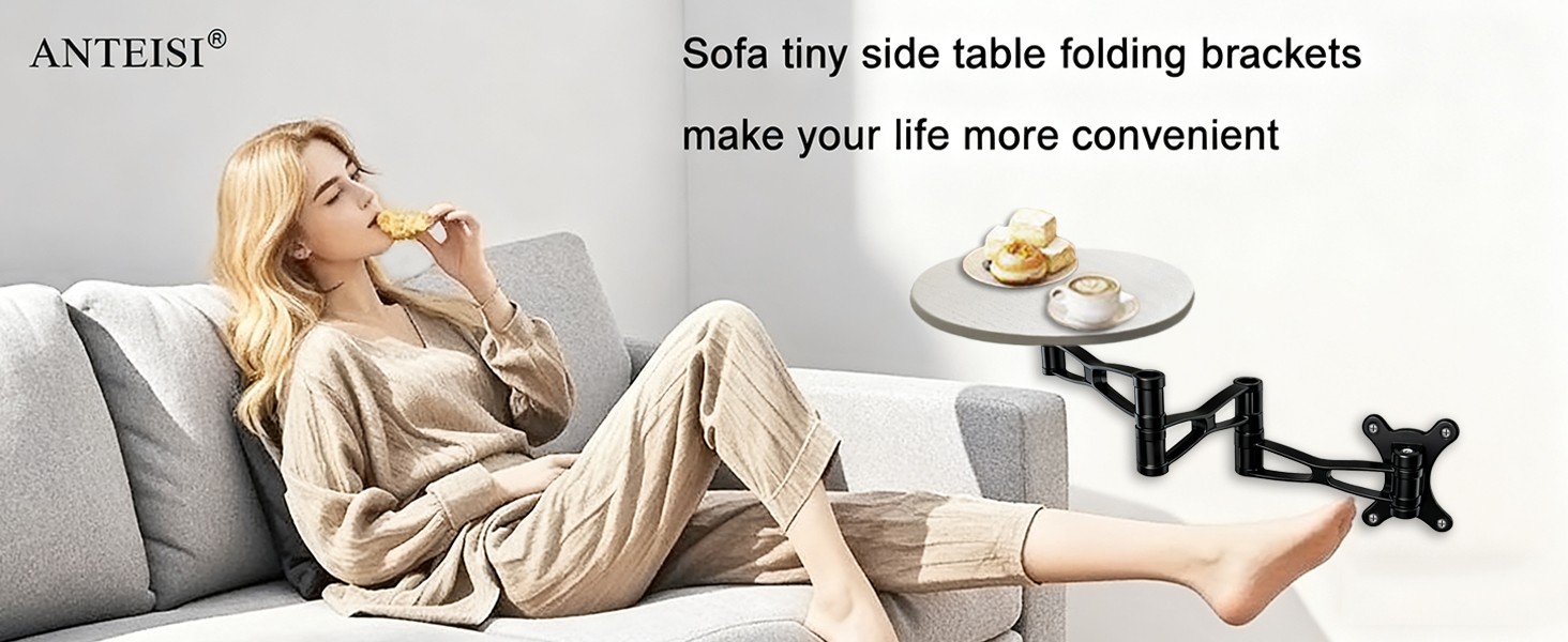 Floating Nightstand Rotatable Braets,Small Round Side Tabl Folding