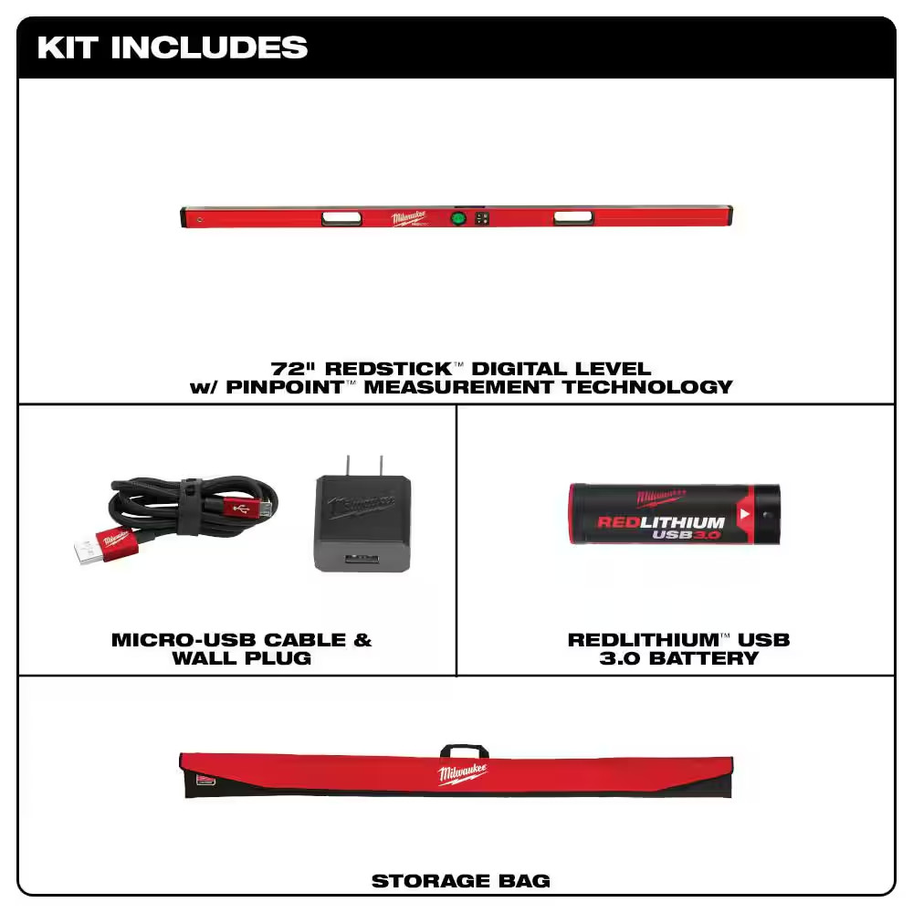 72 In. REDSTICK Digital Box Level with Pin-Point Measurement Technology