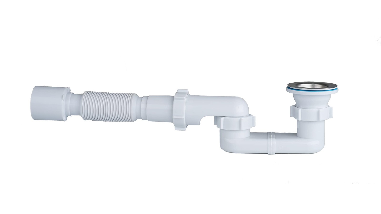 Bath Shower Drain Low Profile p Trap 1 1/2" Flat 1.5 inches, White