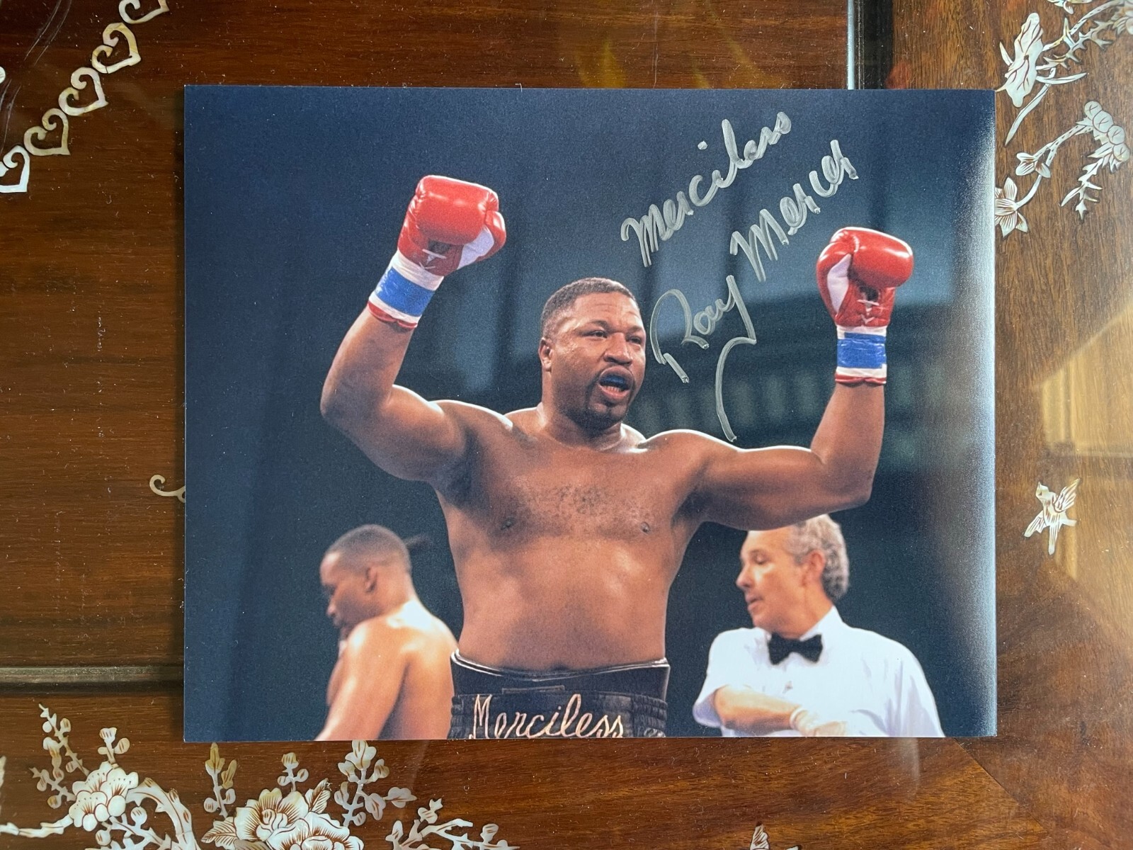 BOXING LEGEND RAY MERCILESS MERCER HAND SIGNED 8X10 COLOR PHOTO WITH PROOF