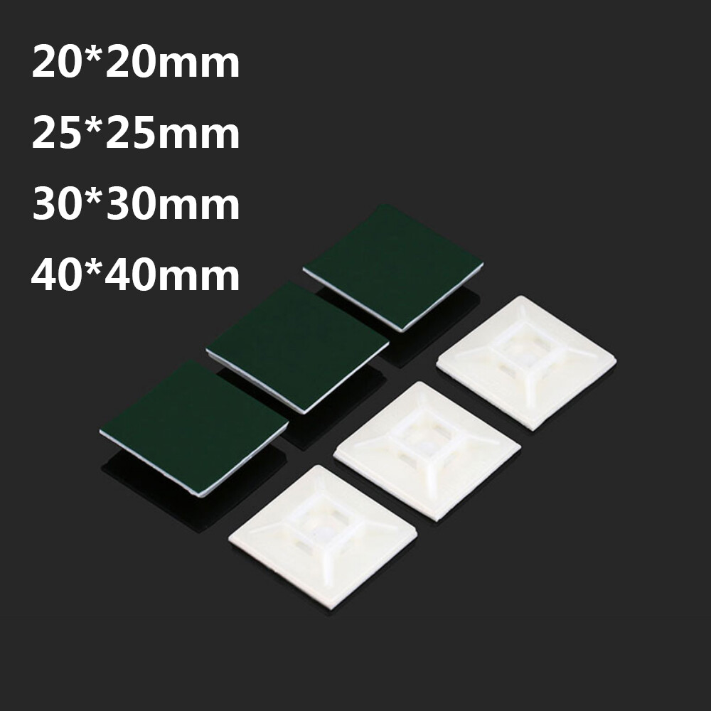 Self Adhesive Cable Ties Fixed Mounts Seat 20x20mm 25x25mm 30x30mm 40x40mm White