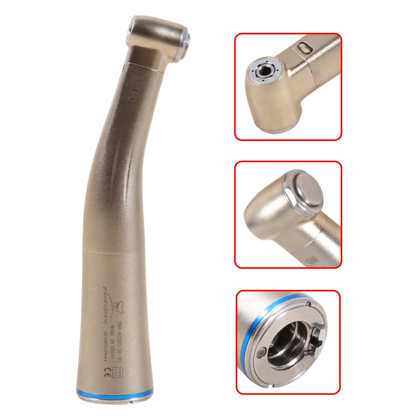 Dental 1:1 LED Fiber Optic Contra Angle Handpiece Fit NSK E-type Internal YQ