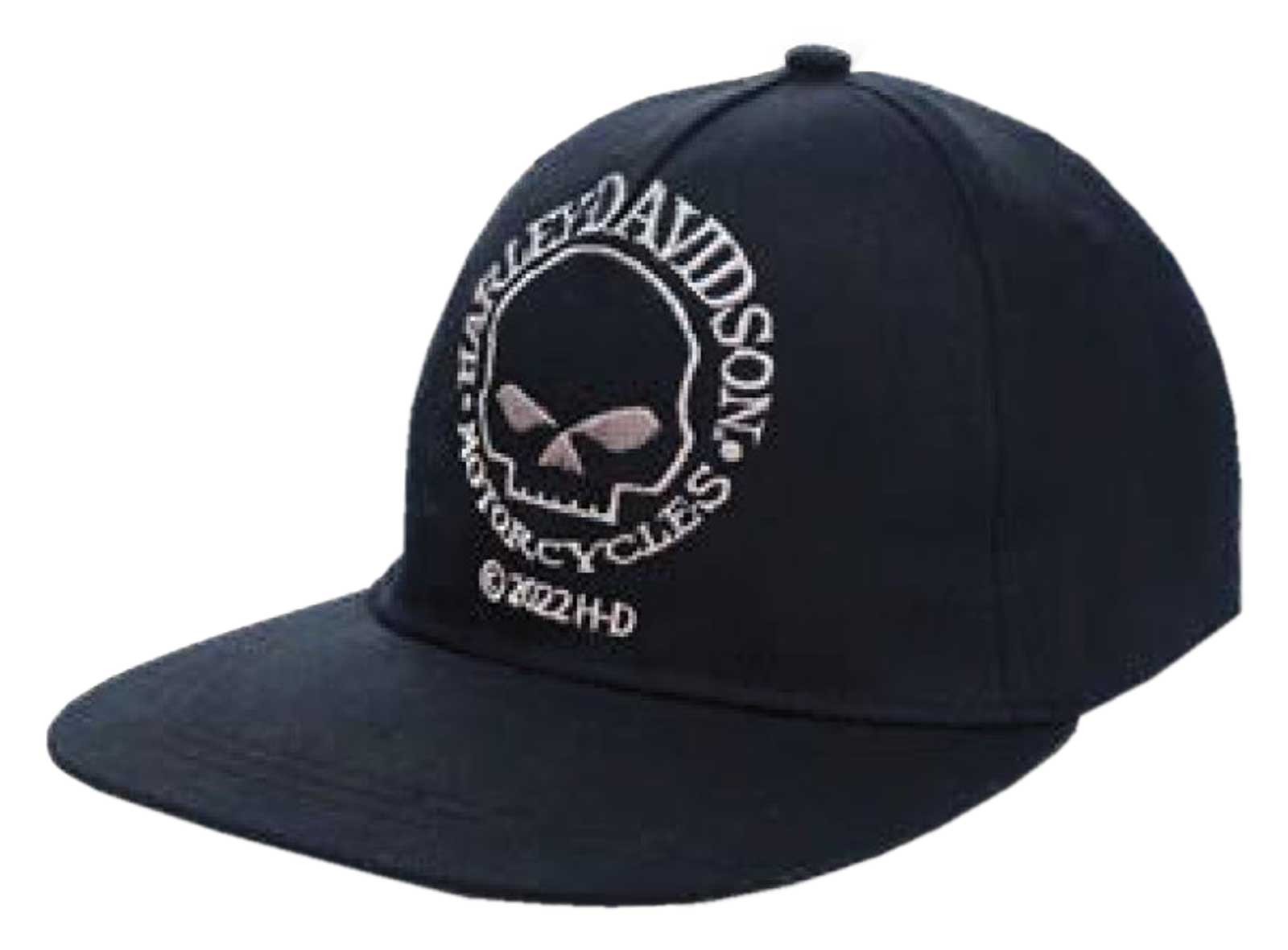 Harley-Davidson Little Boys' Skull Twill Flat Brim Snap Back Toddler Cap - Black