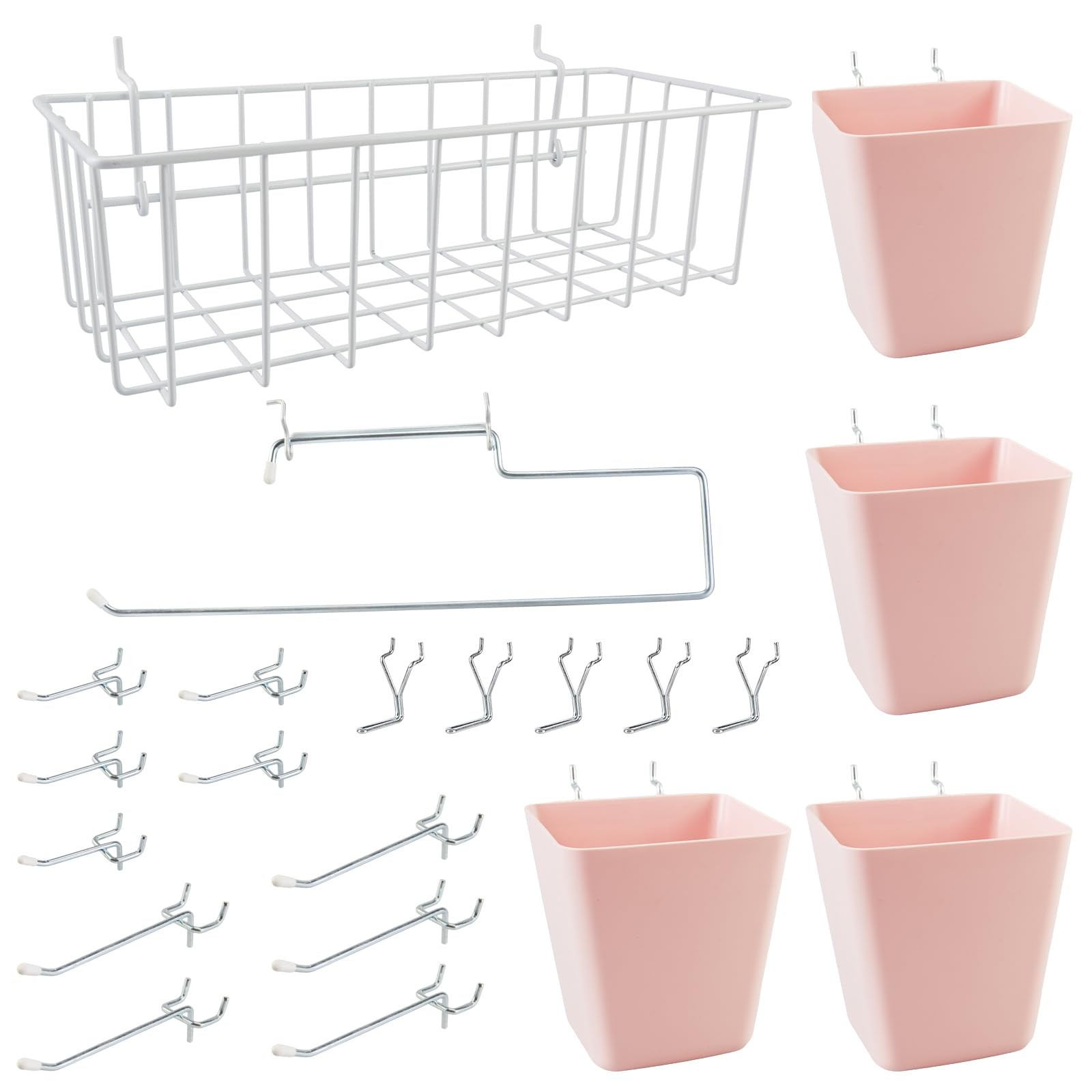 Peg Board Organizer 21 Pack, Pegboard Accessories with Baskets Cups Hooks - 1...