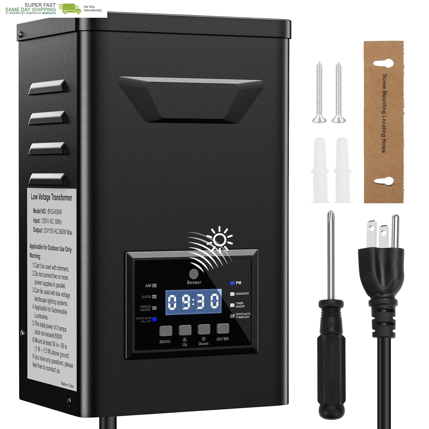 500W Low Voltage Landscape Transformer with Timer & Photocell for Landscape Ligh