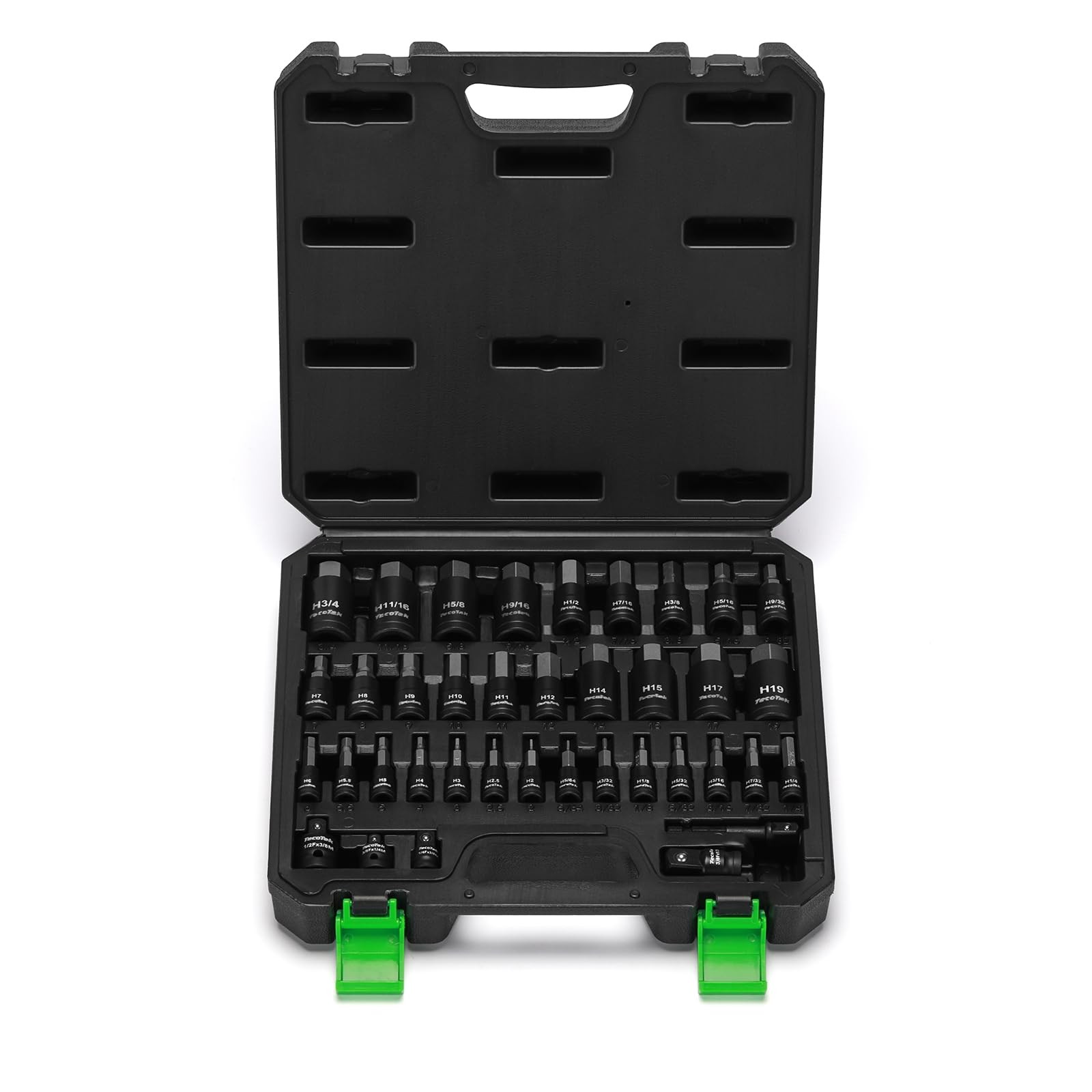 38PCS Hex Bit Socket Set, 1/4", 3/8" and 1/2" Drive, SAE and Metric Allen Soc.