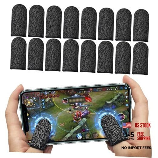 Gaming Finger Sleeves | 0.15mm Silver Fiber Gaming Gloves for PUBG Black 16PCS