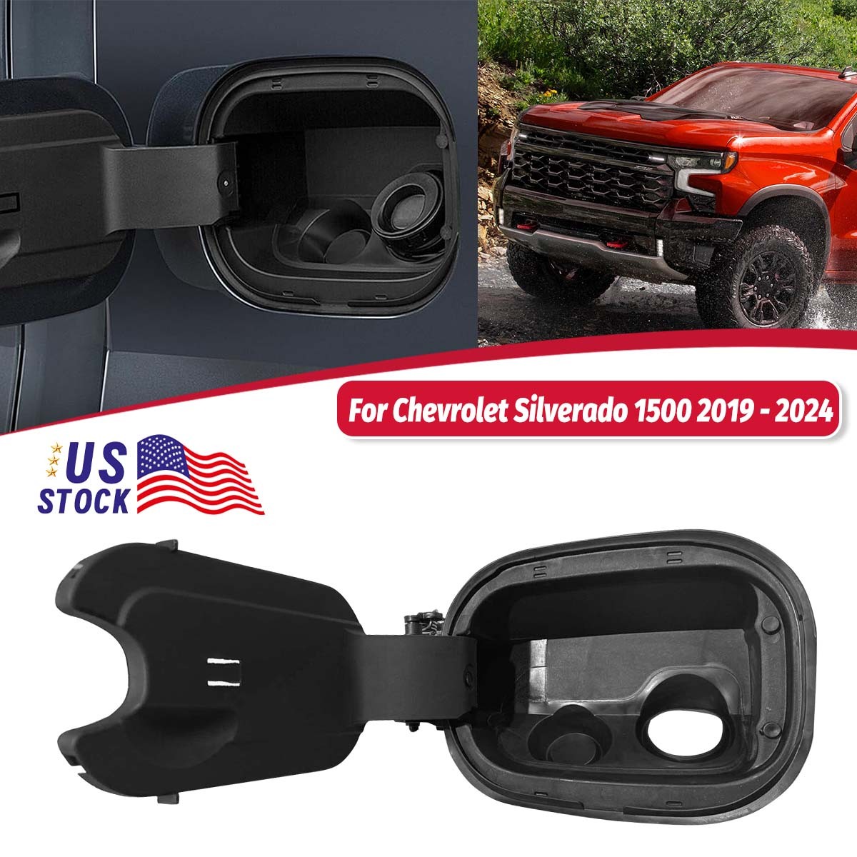 For Silverado 1500 2019-2024 6.6 Bed Gas Fuel Door Tank Filler Pipe Housing US