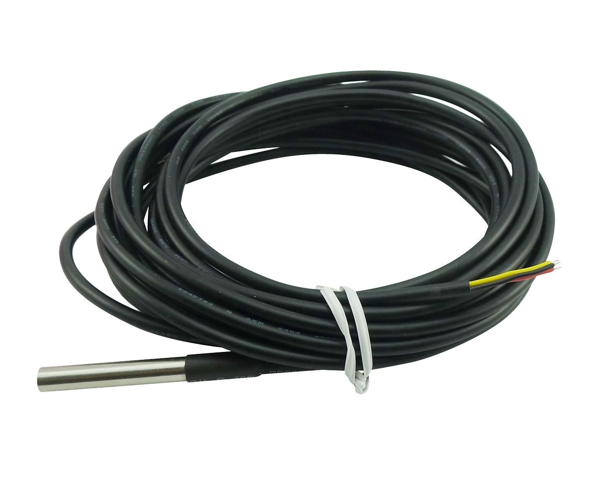 2 PCS DS18B20 Waterproof Stainless Temperature Sensor Probe 6x50mm 5M/16.3Ft