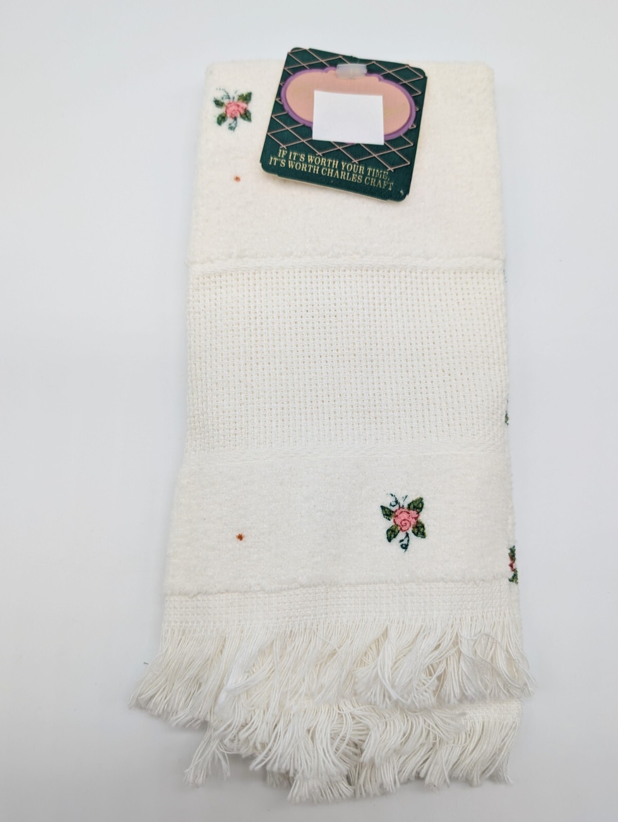 Charles Craft Fingertip Velour Towel for Cross Stitch Rose Blossom Flowers