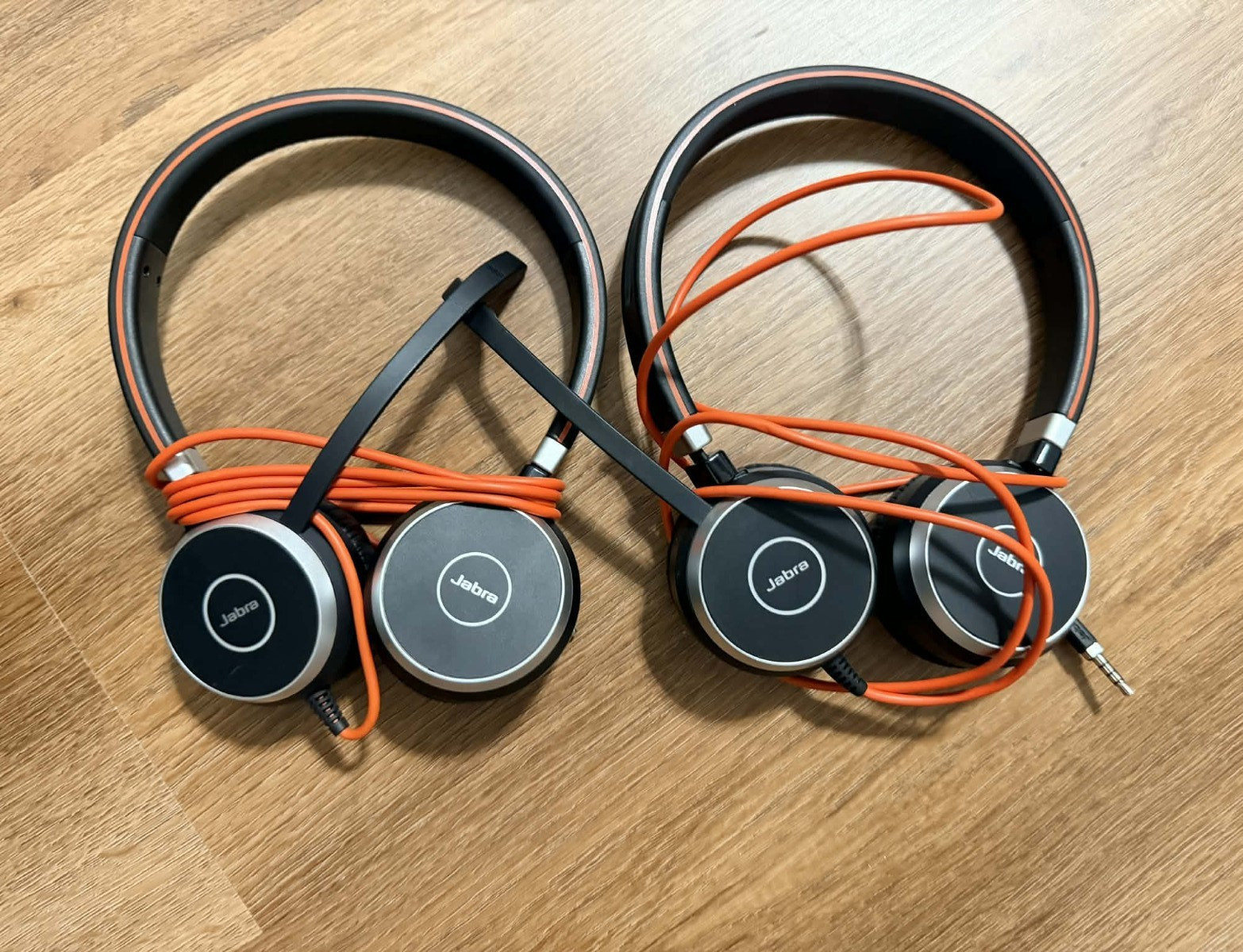 Jabra Evolve 65 Lot of 2 On-Ear Boom Mic Headsets w/ Case, 3.5mm
