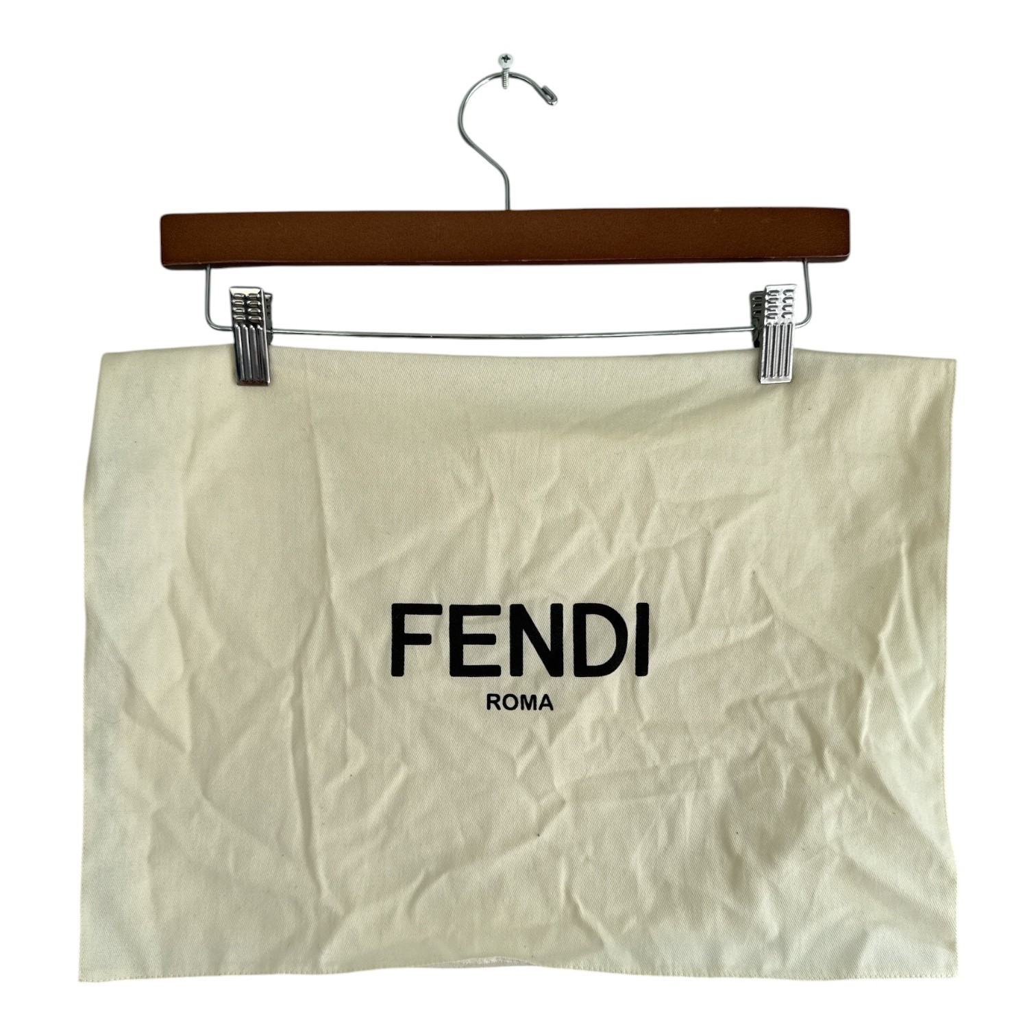 Fendi Roma Ivory Cotton Dust Bag Large 17”x12” Foldover