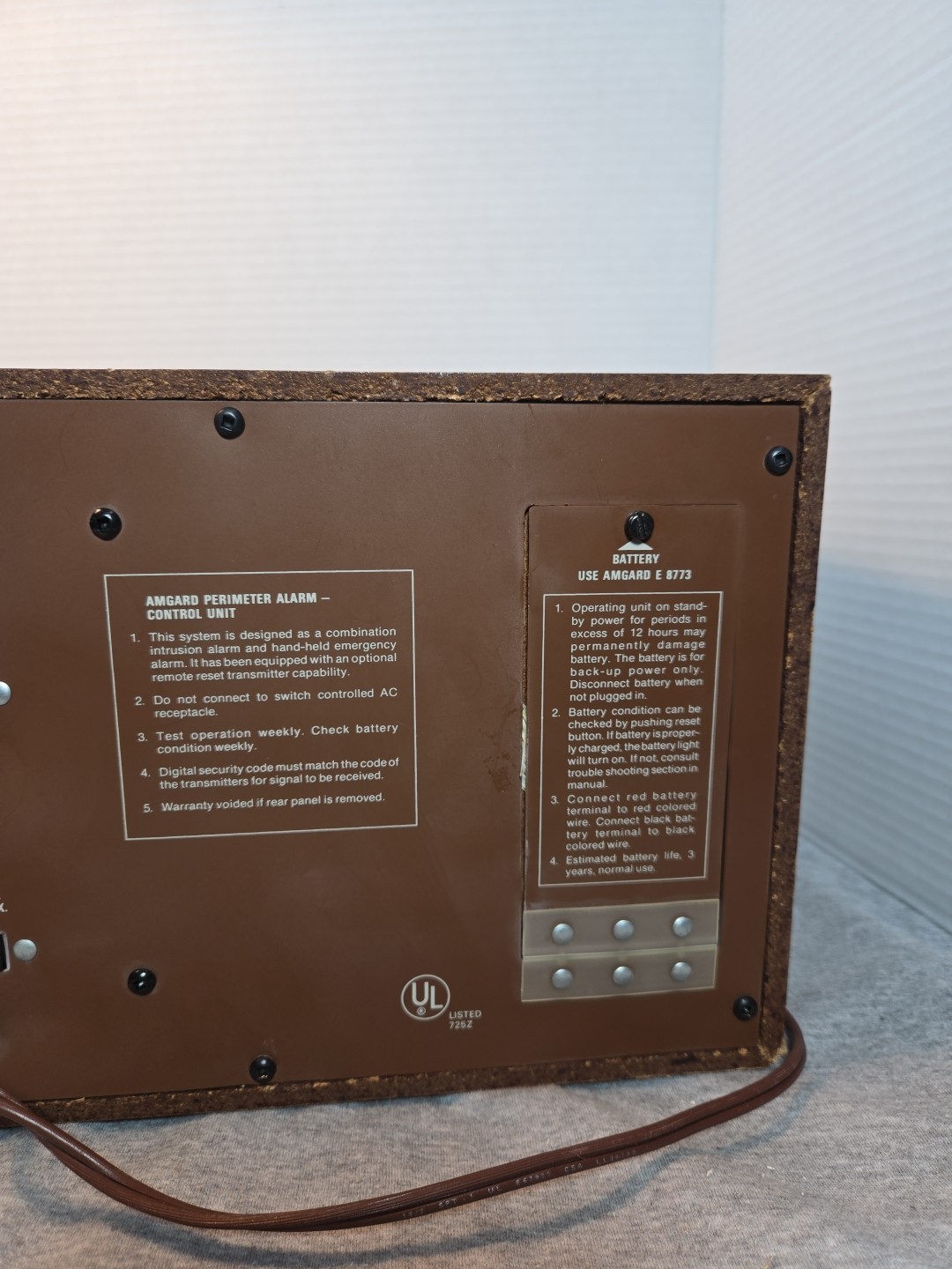 Amgard, Perimeter Alarm Control Unit E 8496, Amway Security System