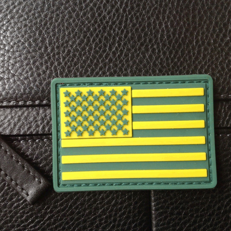 3D PVC AMERICAN FLAG USA US FLAG TACTICAL RUBBER HOOK LOOP PATCH FOREST YELLOW