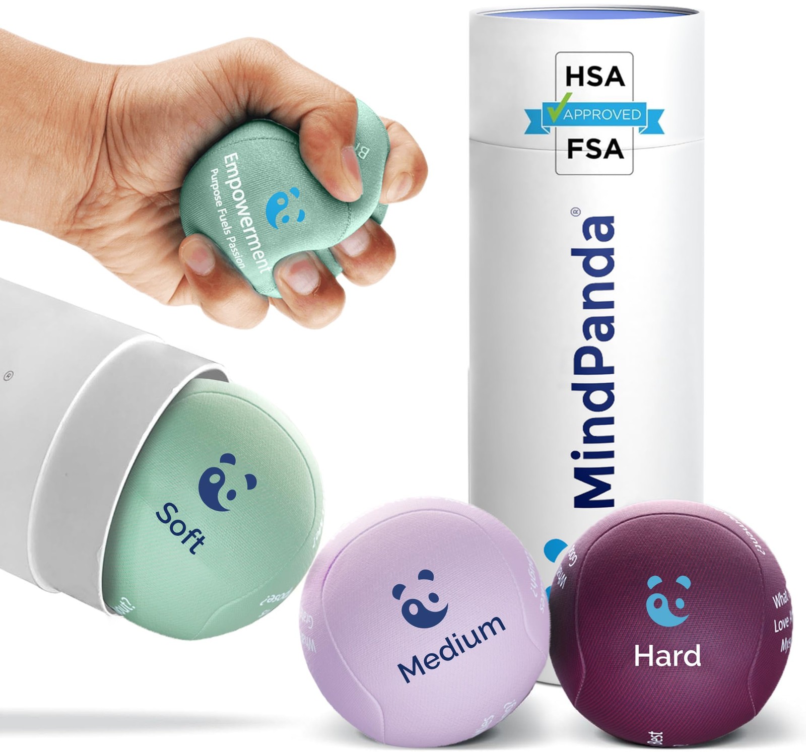 Stress Balls Adults Hand Therapy Grip Strengthening 3 Ball Set Soft Medium Hard