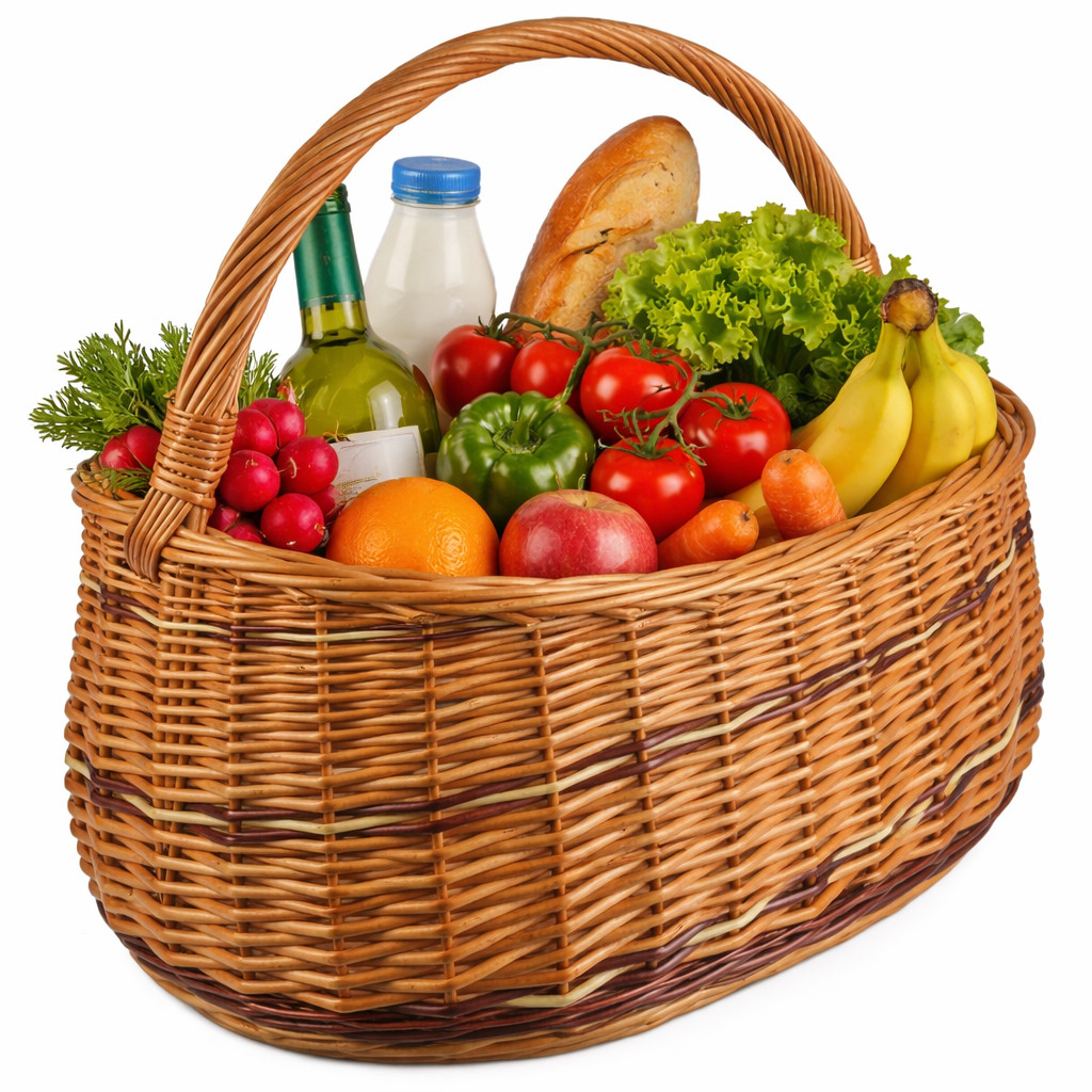Shopping Basket Strong & Large 44cm Wicker Hamper Sturdy Hand Woven WIKLER Market Basket