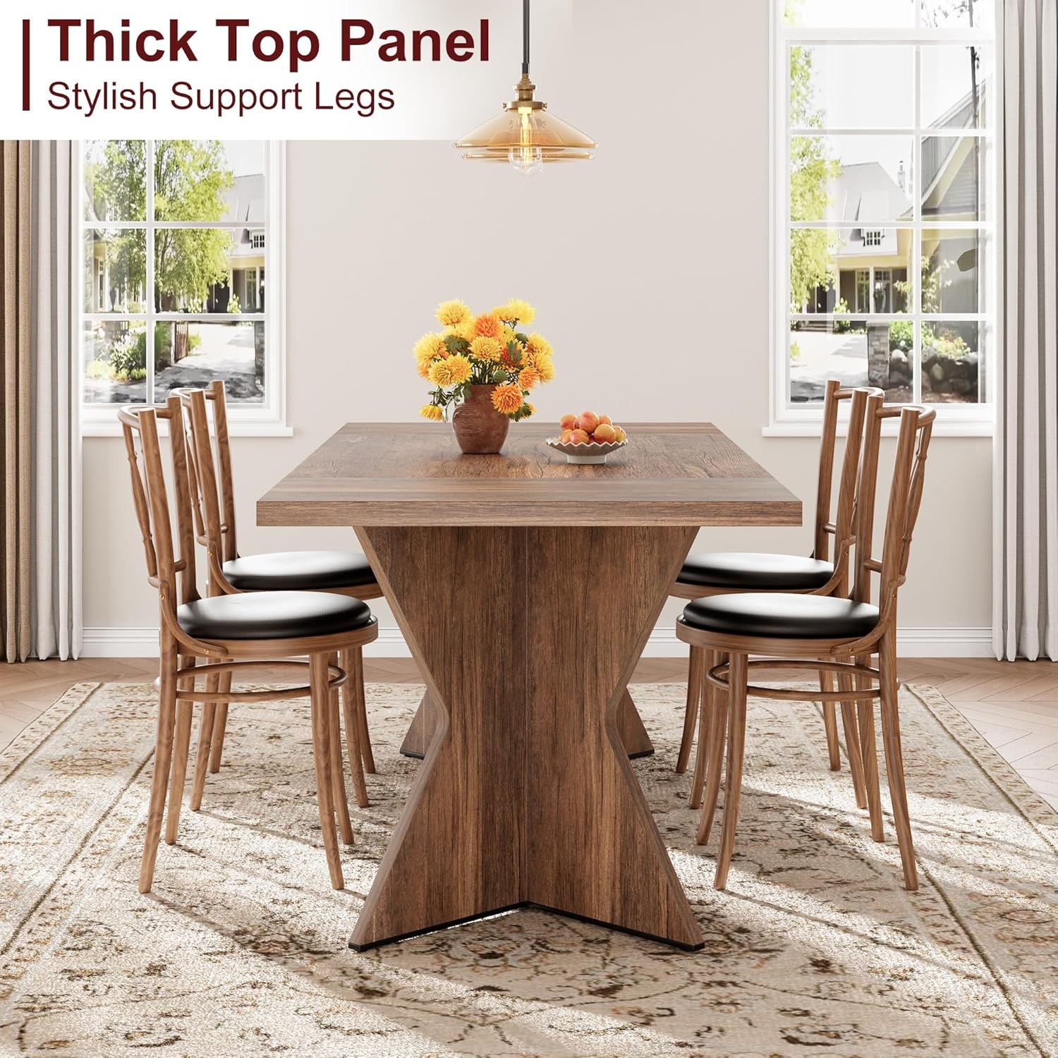 Rectangular Dining Table Iron Foot 1 Panel/Footboard Thick Triamine Double-Sided