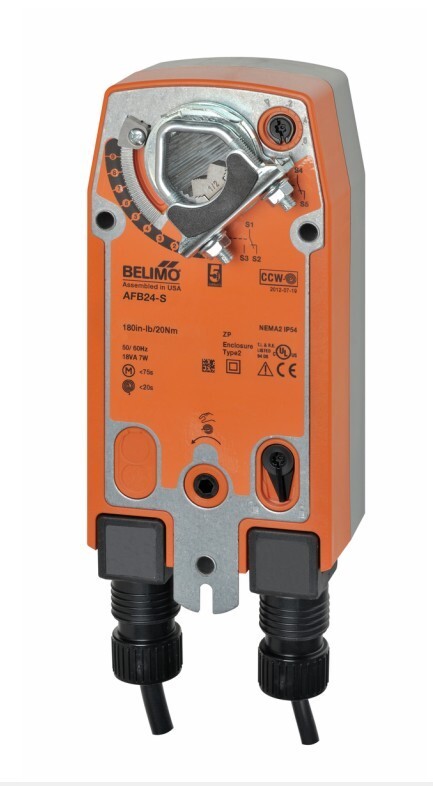 Belimo AFB24-S, 180 in-lb [20 Nm], Spring return, AC/DC 24 V, On/Off, 2x SPDT
