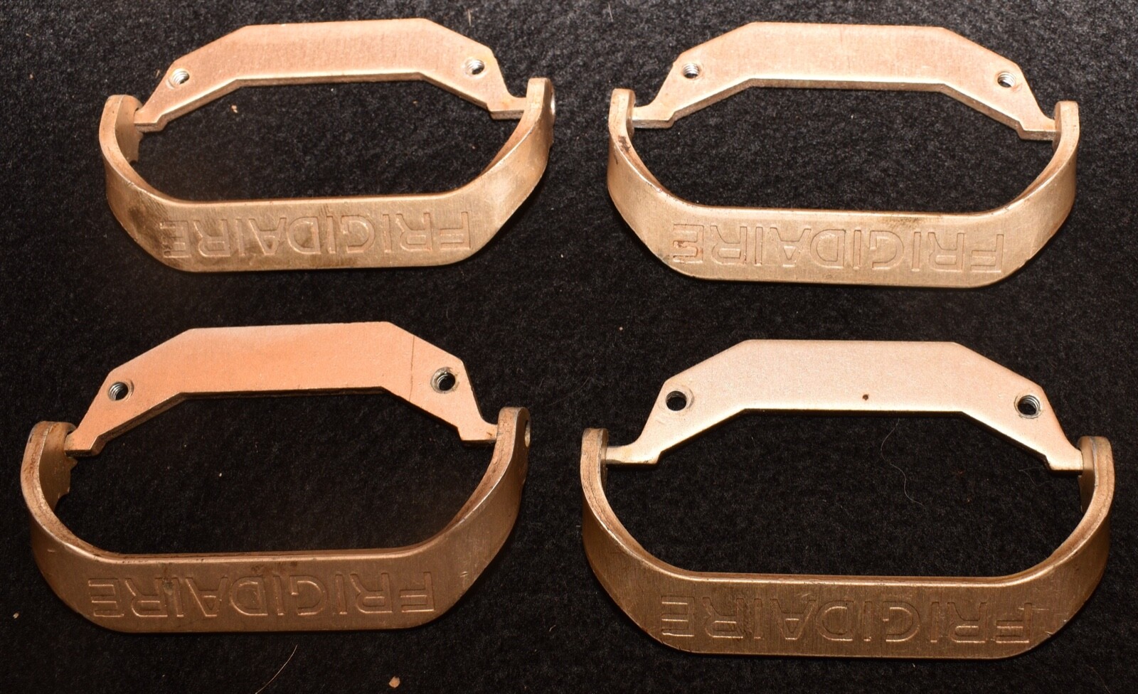 4 Four Vintage FRIGIDAIRE Gold Tone Ice Cube Tray Front Handles - ONLY Handles