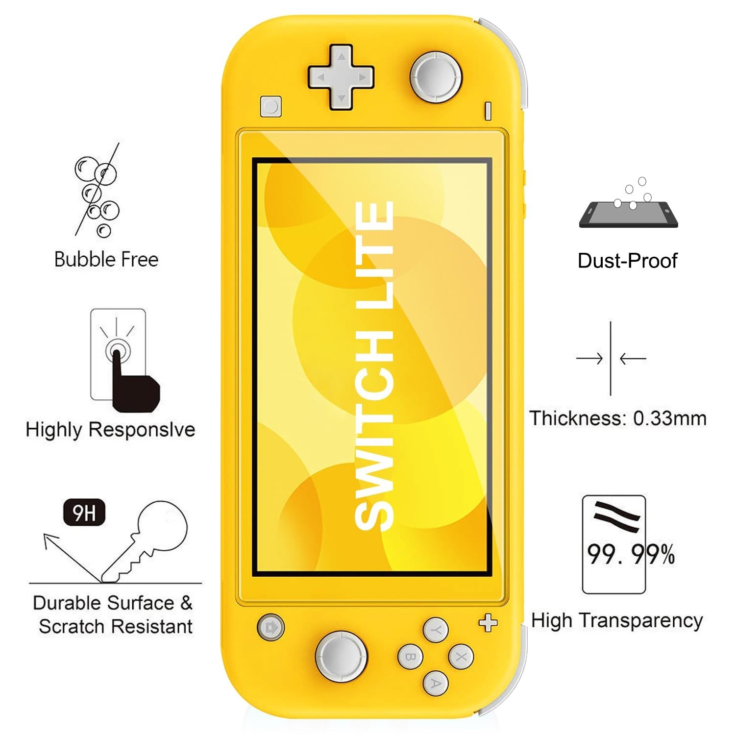 4-Pack Screen Protector Tempered Glass for Nintendo Switch Lite