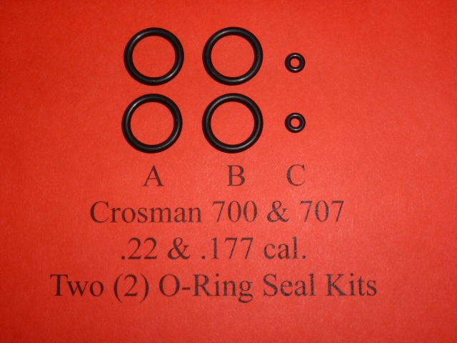 Crosman Model 700 & 707  CO2 Rifle. Two  Complete O-Ring  Seal Kits