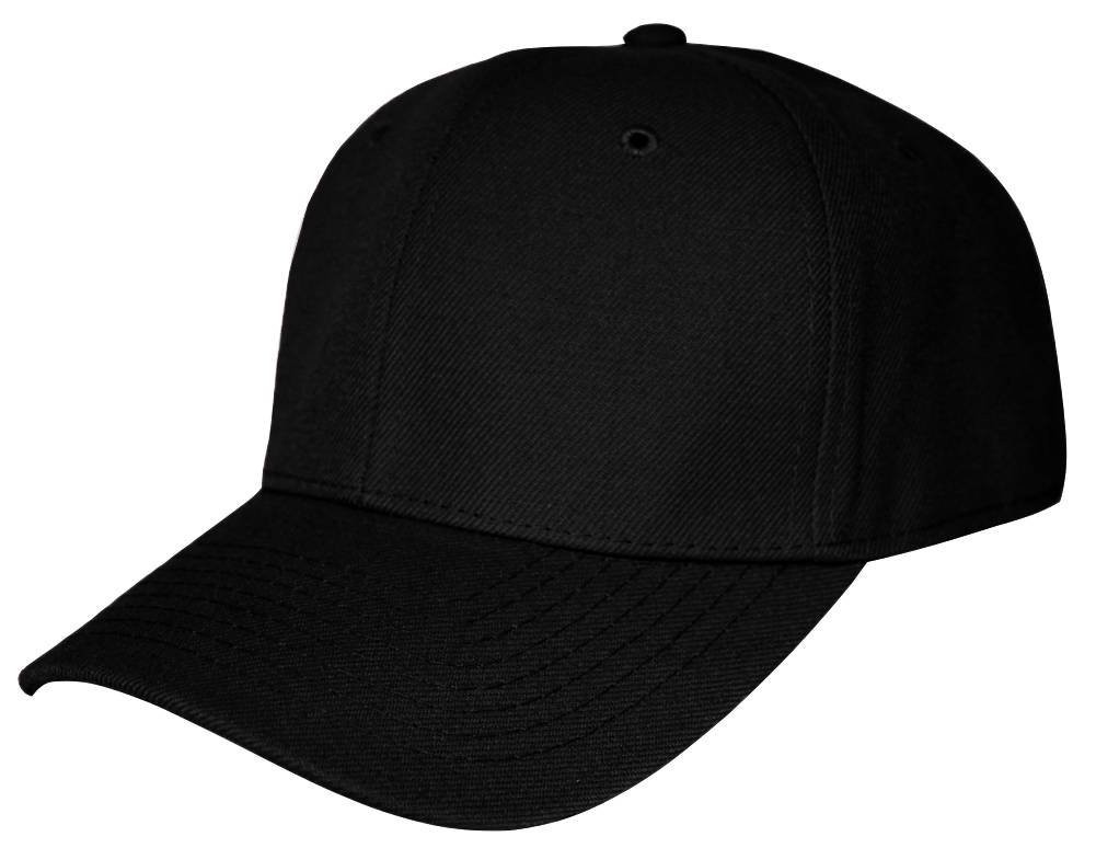 TOP HEADWEAR Blank Fitted Curved Cap Hat, Black 6 3/4 6 3/4,