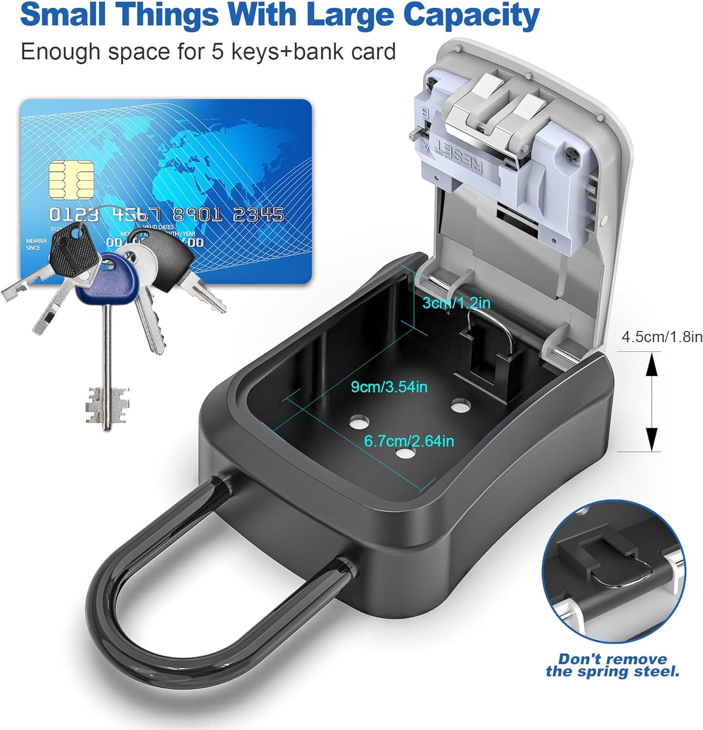 Key Lock Box for Outside, Portable Waterproof Wall Mounted Changeable 4-Digit Co