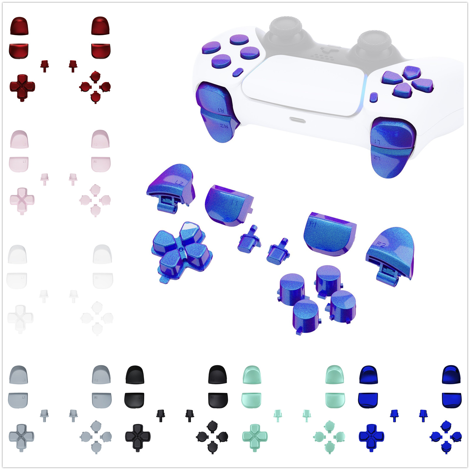 DIY D-pad R1 L1 R2 L2 Triggers Face Buttons Full Set Buttons For PS5 Controller