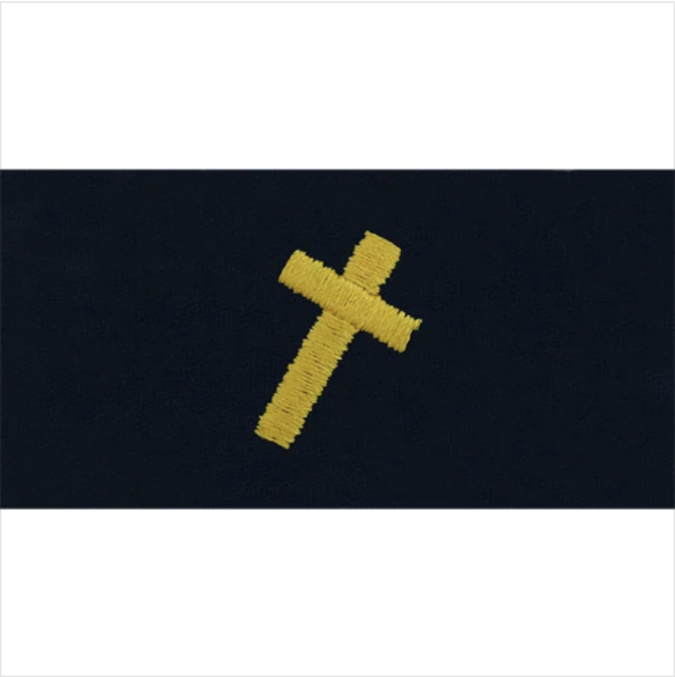 GENUINE U.S. NAVY EMBROIDERED COLLAR DEVICE: CHRISTIAN CHAPLAIN - COVERALL