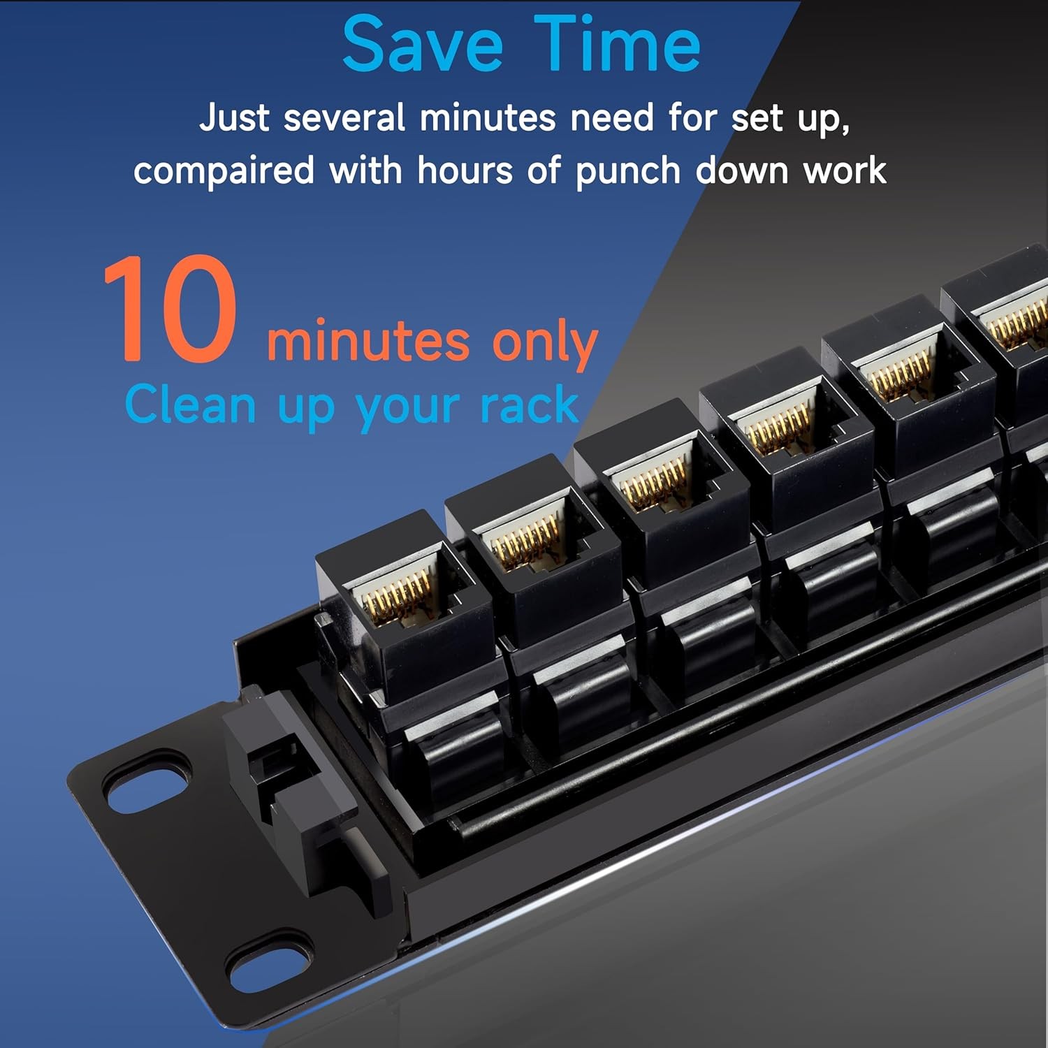 24 Port RJ45 Patch Panel Cat6 Feed Through, Coupler Network Panel 19 Inch