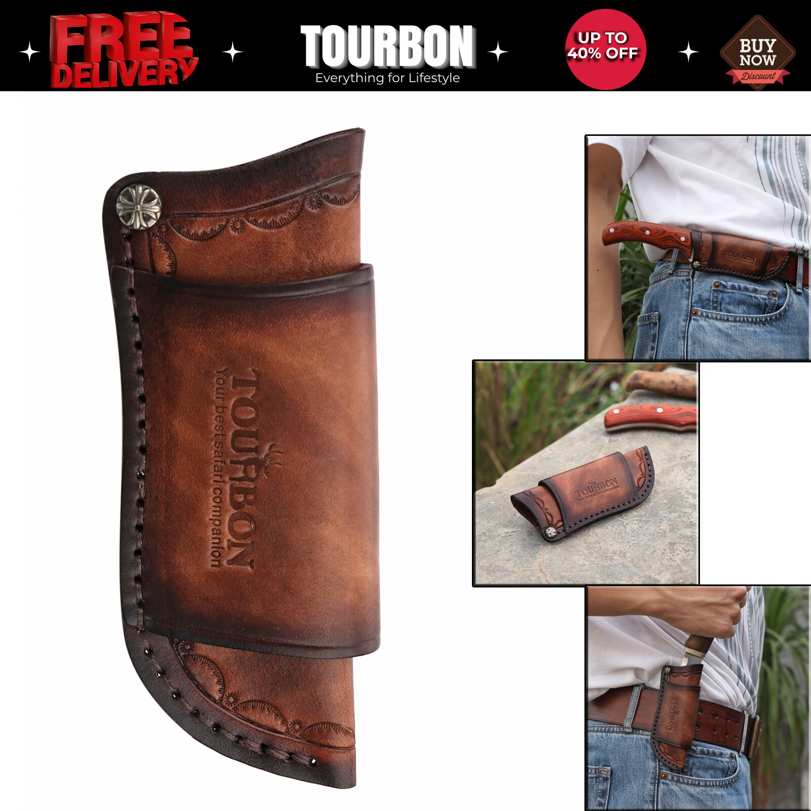Leather Knife Sheath Fixed Blade Cover Pocket Knives Holder Belt Pouch-Clearance
