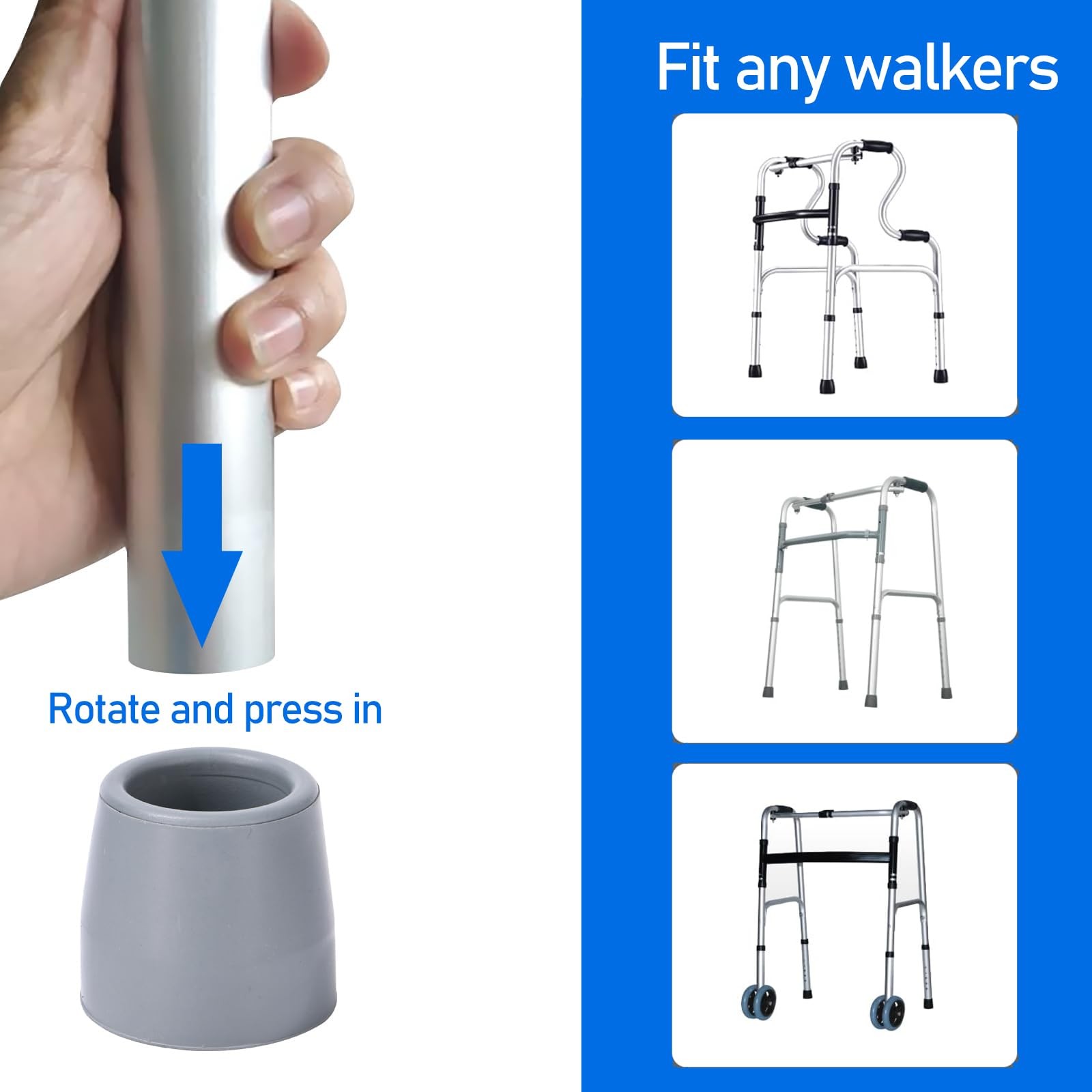 ANCKNE 4 Pack Walker Tips 1 1/8 inch Universal Accessories Gray