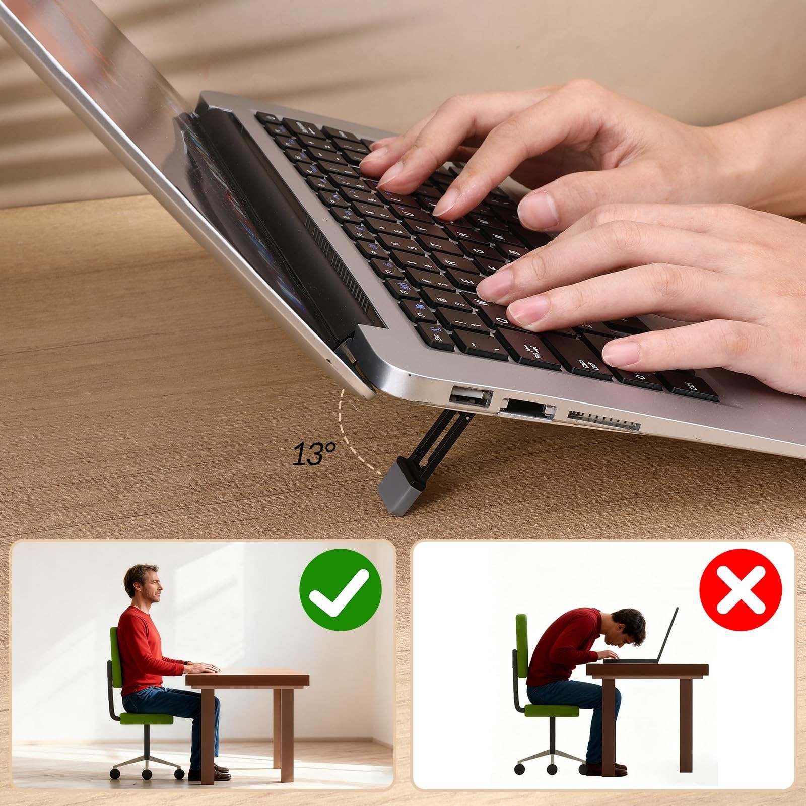 4 Pcs Portable Laptop Stand for Desk Foldable Keyboard Riser Stand Ergonomic ...