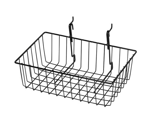 Lot of 3 Slatwall Wire Grid Black Baskets Mini Wire Grid Basket 12 x 12 x 4