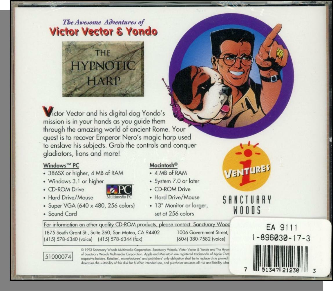 Victor Vector & Yondo: The Hypnotic Harp - New 1993 CD-ROM, Windows & Mac!