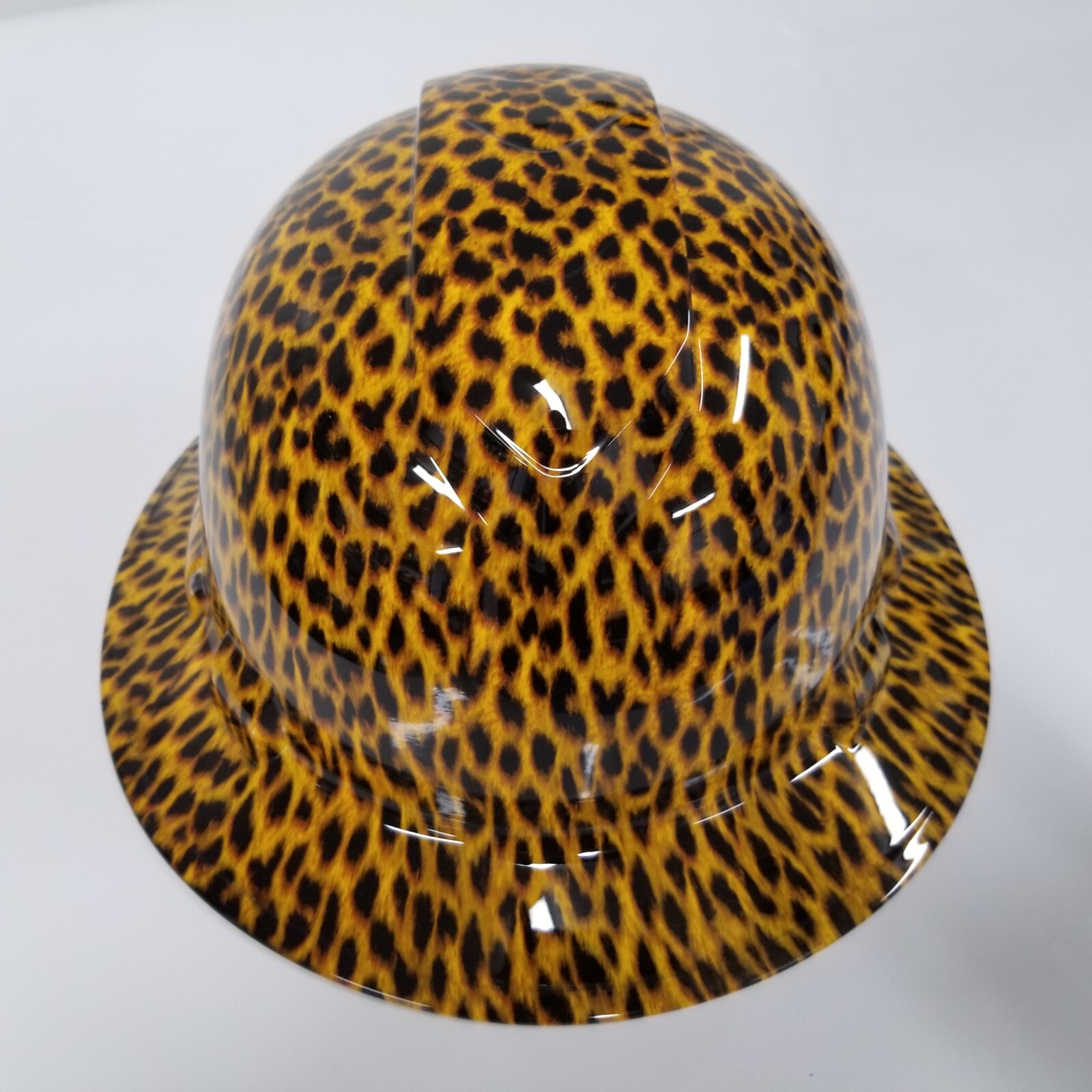 full brim hard hat custom hydro dipped IN  LEOPARD 🐆 PRINT ONE COOL ANIMAL CAT