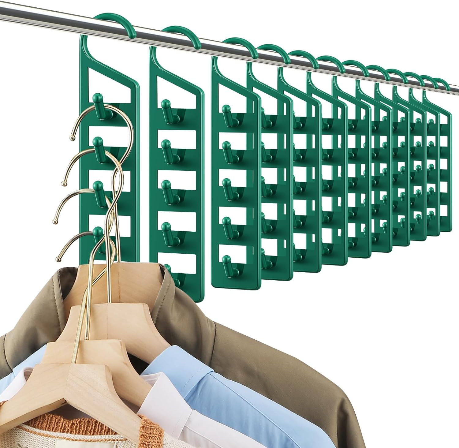 12 Pack Space Saving Hangers for Clothes Heavy Duty Plastic Organizer Multi Clos